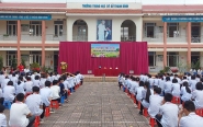 Trường THCS Thanh Bình, phối hợp cùng Phòng CSGTTT- công an Thành phố Điện Biên Phủ, tổ chức buổi Hoạt động giáo dục tập thể “Tuyên truyền giáo dục pháp luật về giao thông”