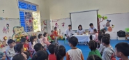 Trường Mầm non Sơn Ca TP Điện Biên Phủ phối hợp với Trạm Y tế Phường Him Lam bổ sung Vitamin A liều cao, uống thuốc tẩy giun và đánh giá tình trạng dinh dưỡng cho trẻ em dưới 5 tuổi đợt 2 năm 2023