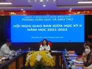 Đồng chí Lê Thị Hồng - Thành uỷ viên-Trưởng Phòng Giáo dục và Đào tạo phát biểu chỉ đạo tại hội nghị.